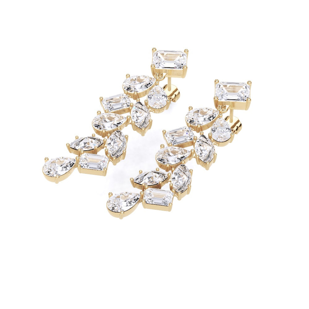 Multi-Shape Lab-Grown Diamond Luxe Back Earrings - 14KT Yellow Gold