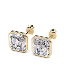 Asscher Lab-Grown Diamond Luxe Back Earrings - 14KT Yellow Gold