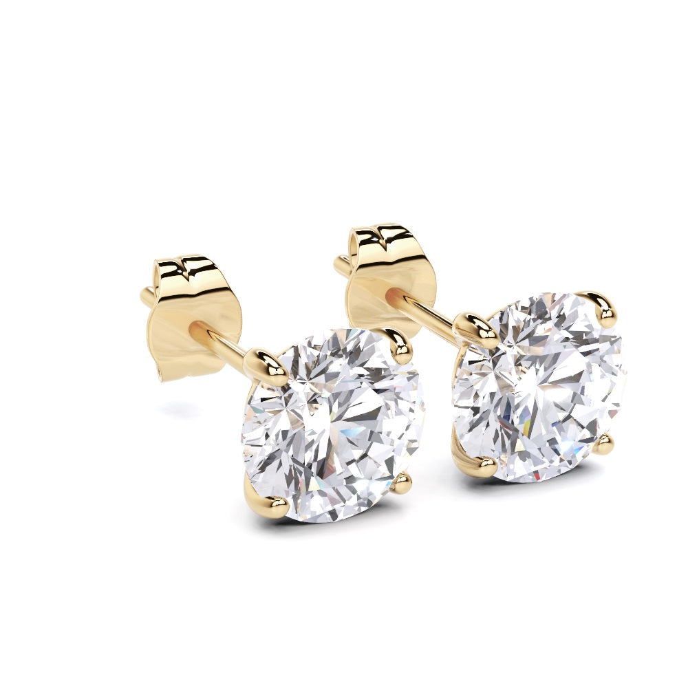 Lab-Grown Round Diamond Luxe Back Earrings - 14KT Yellow Gold