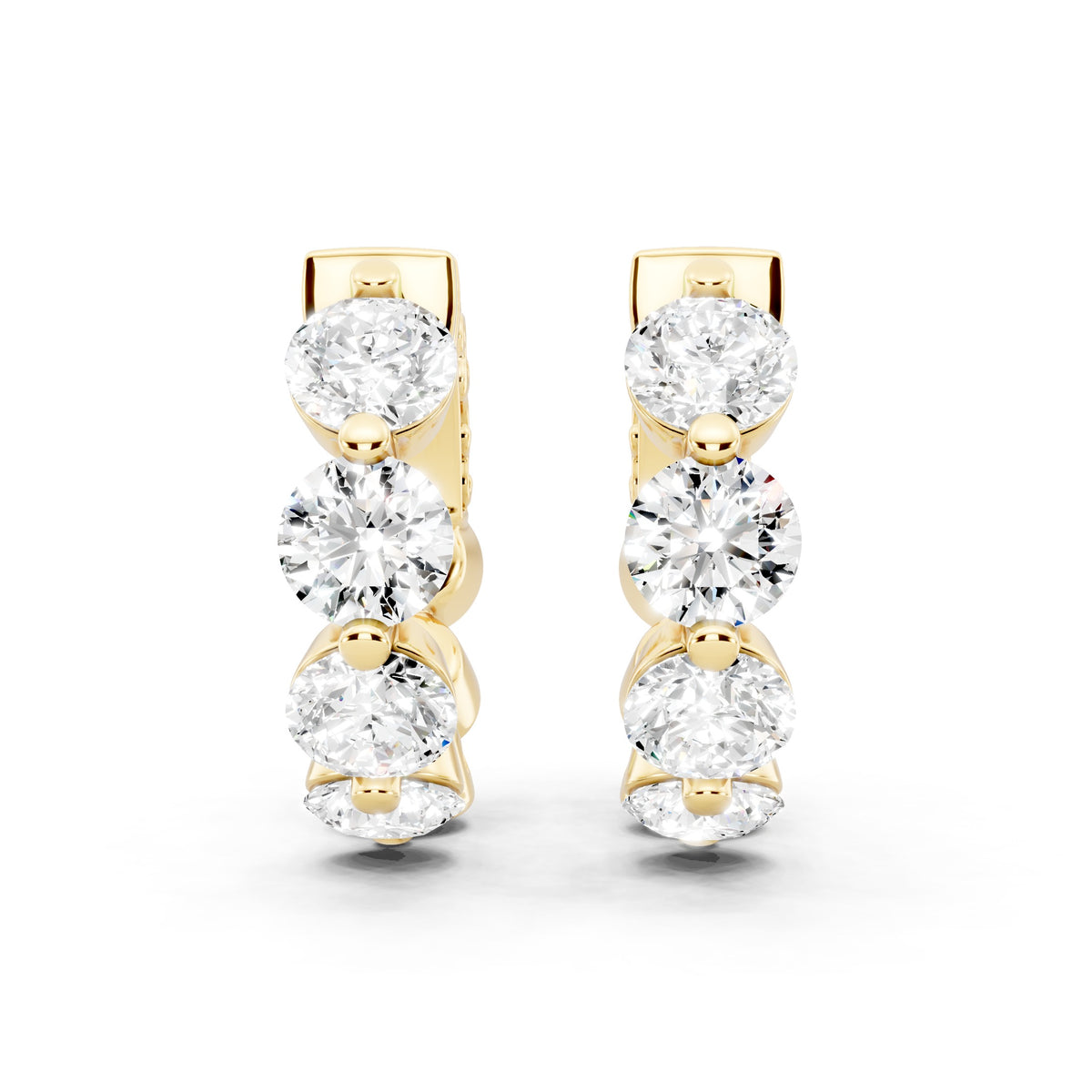 Lab-Grown Round Diamond Luxe Back Earrings - 14KT Yellow Gold