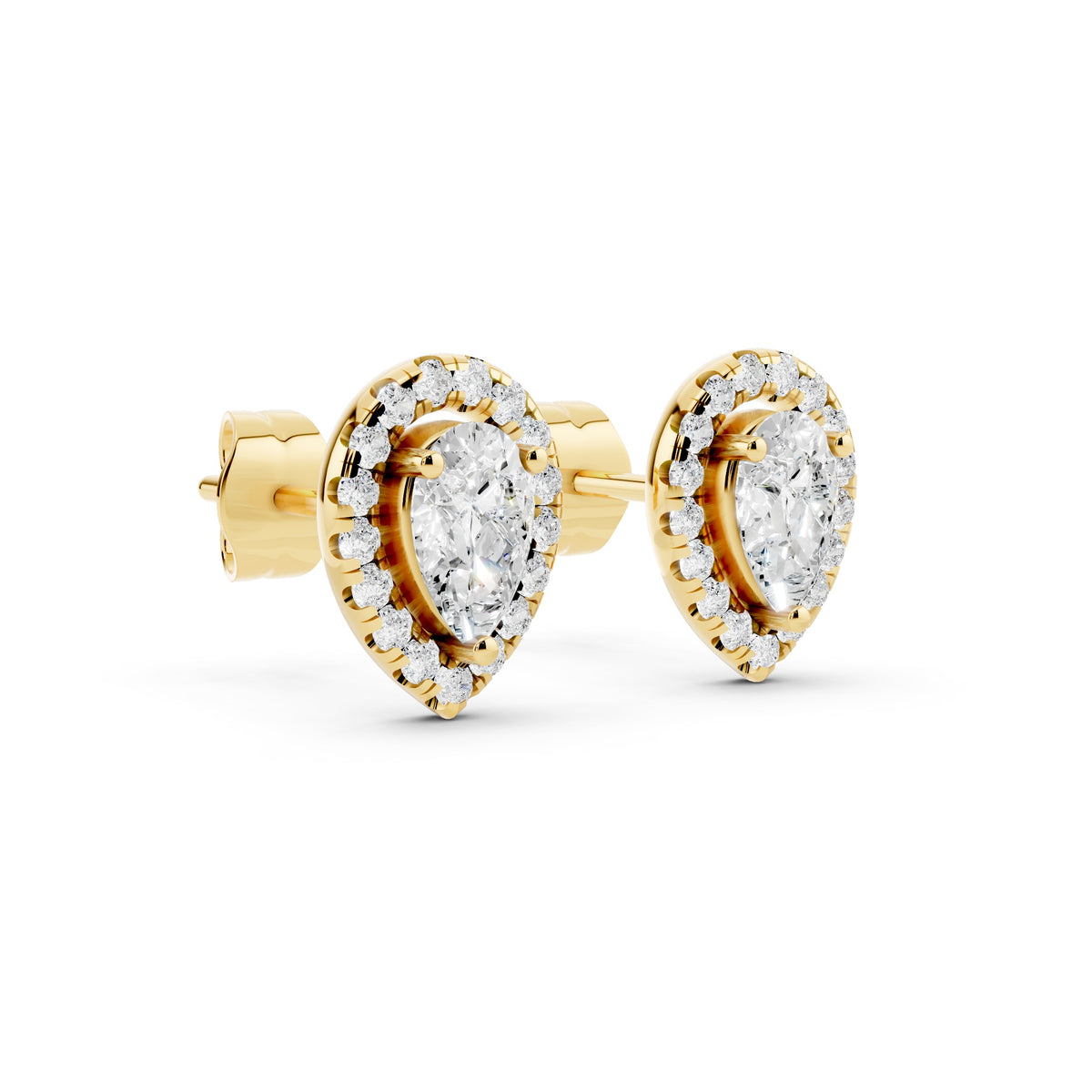 Pear & Round Lab-Grown Diamond Luxe Back Earrings - 14KT Yellow Gold