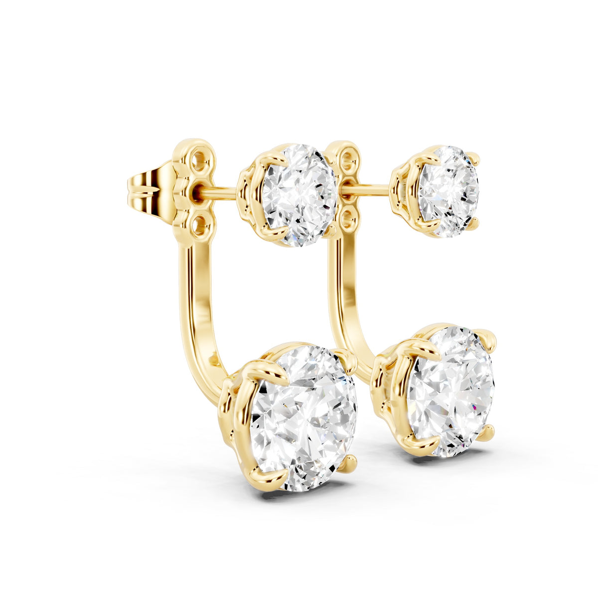Round Lab-Grown Diamond Classic Back Earrings - 14KT Yellow Gold