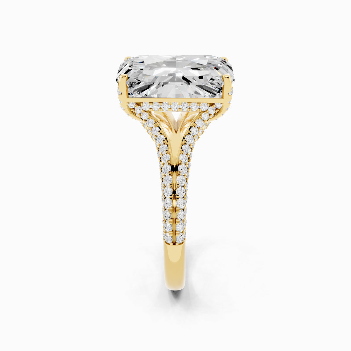 Silene Split Shank Emerald Cut Engagement Ring
