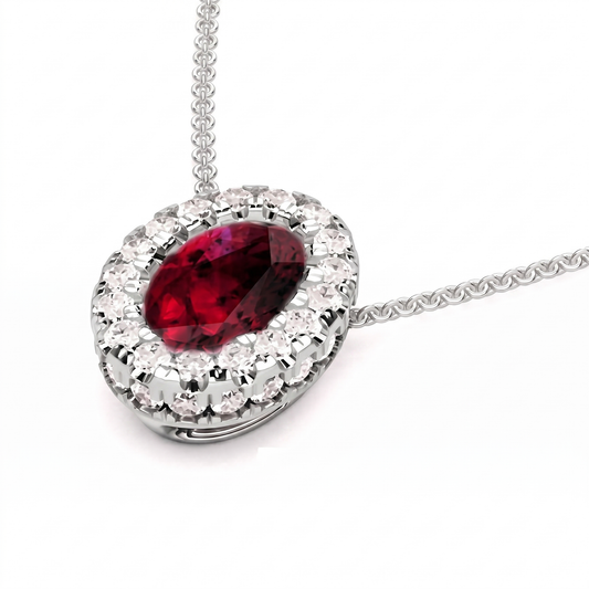 Orchid Halo Crown Pendant - White Gold
