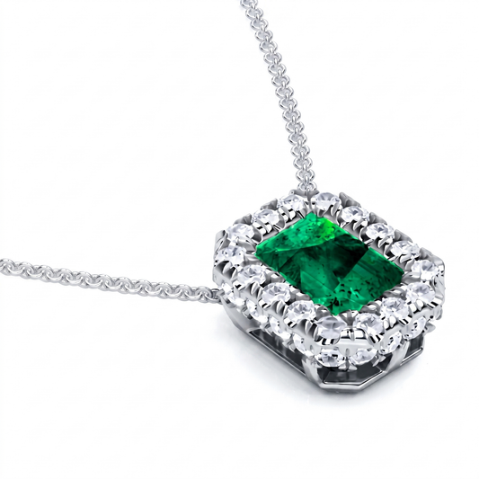 Verdant Aura Regal Pendant - White Gold