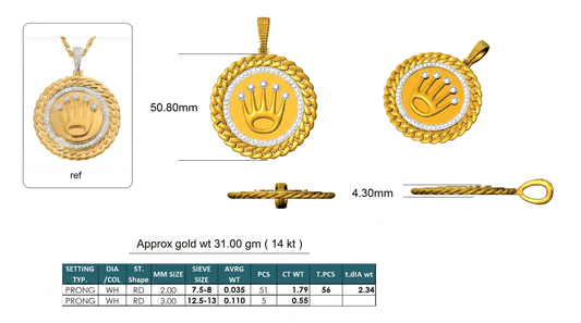 Classic Round Lab Diamond Pendant - Yellow Gold