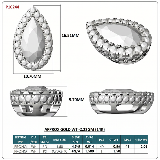 Moissanite Style Diamond Pendant p10244 - White Gold