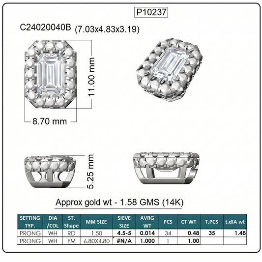 Moissanite Style Diamond Pendant p10237 - White Gold