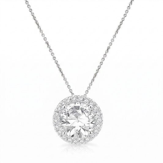 Moissanite Style Diamond Pendant p10227 - White Gold