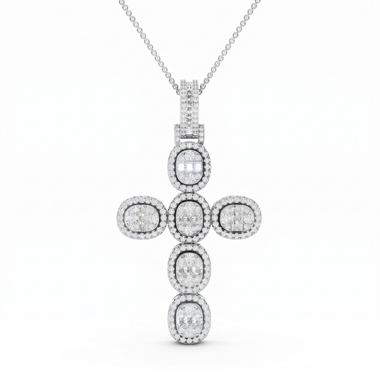 Moissanite Style Diamond Pendant 602896p - White Gold