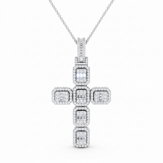 Moissanite Style Diamond Pendant 602895p - White Gold