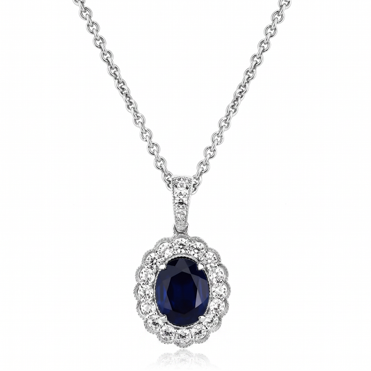 Diamond & Color Stone Pendant 601735p - White Gold
