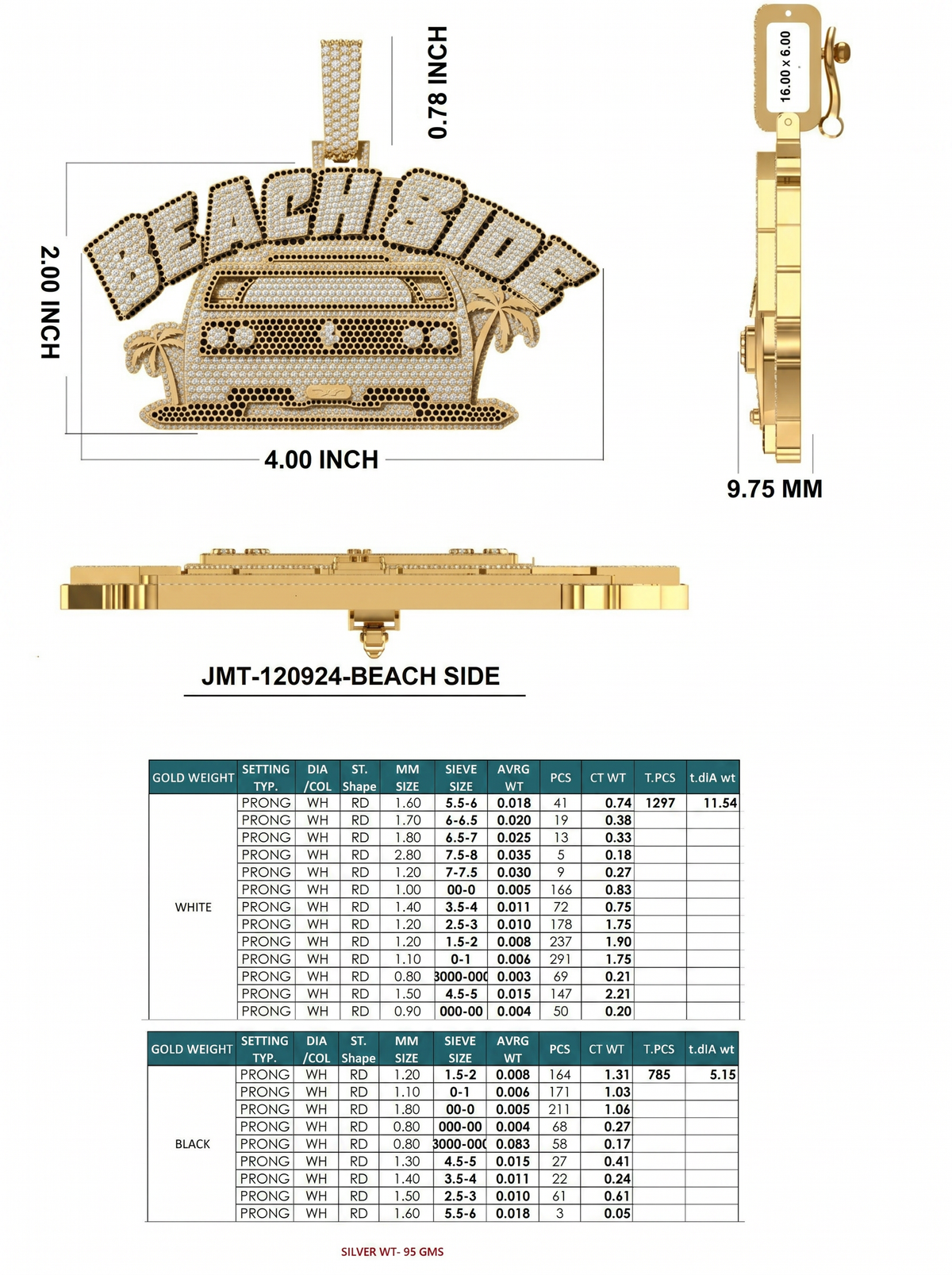 Statement Mixed Diamond Pendant 501244p - Yellow Gold