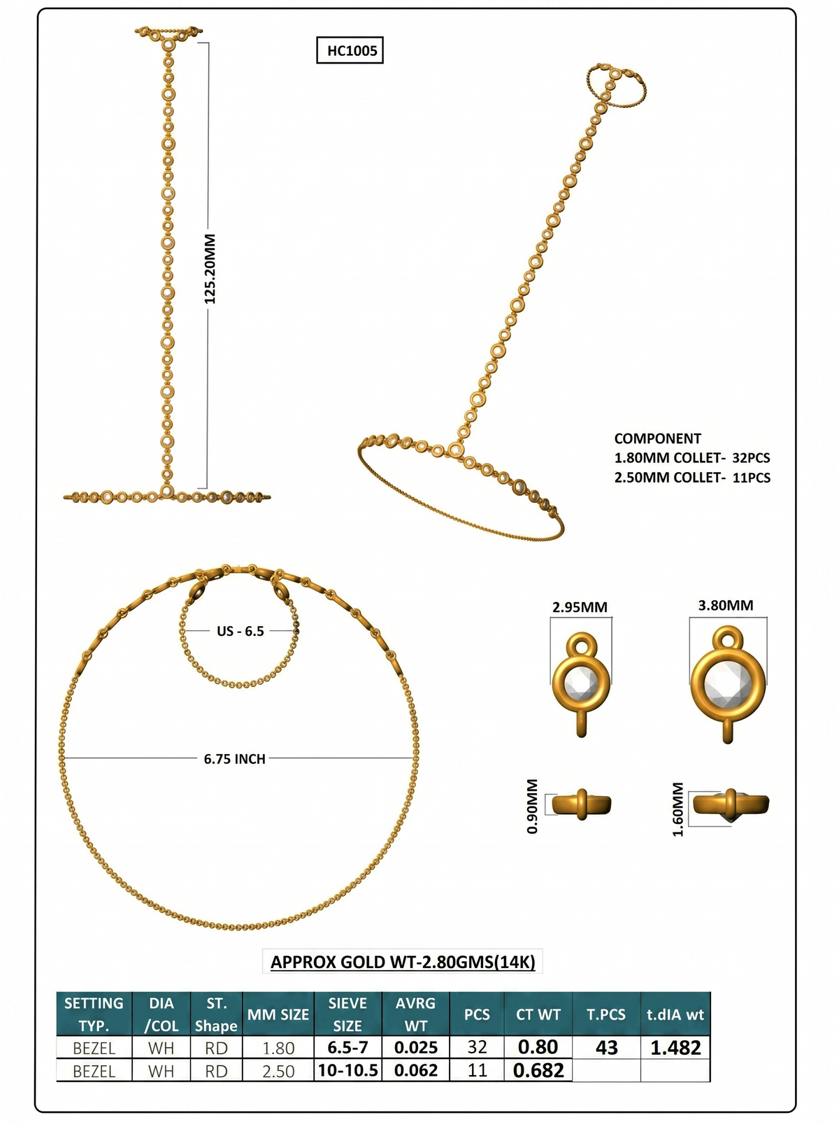Pavé Diamond Hand Chain Bracelet - Yellow Gold