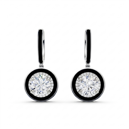 Classic Silver CZ Statement Back Earrings - White Gold