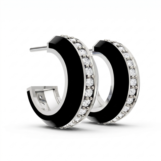 Classic CZ Silver Back Earrings - White Gold