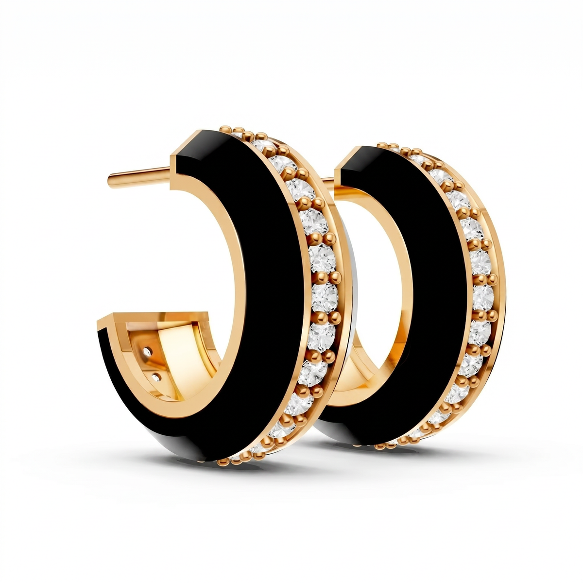 Classic CZ Silver Back Earrings - Yellow Gold