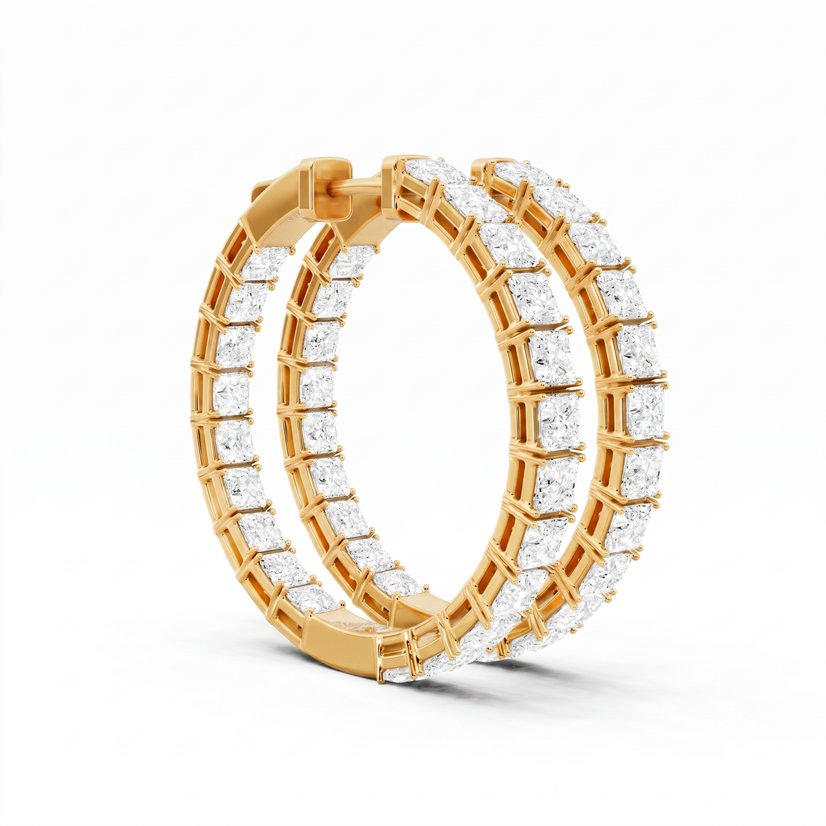 Princess Lab-Grown Diamond Luxe Back Earrings - Yellow Gold