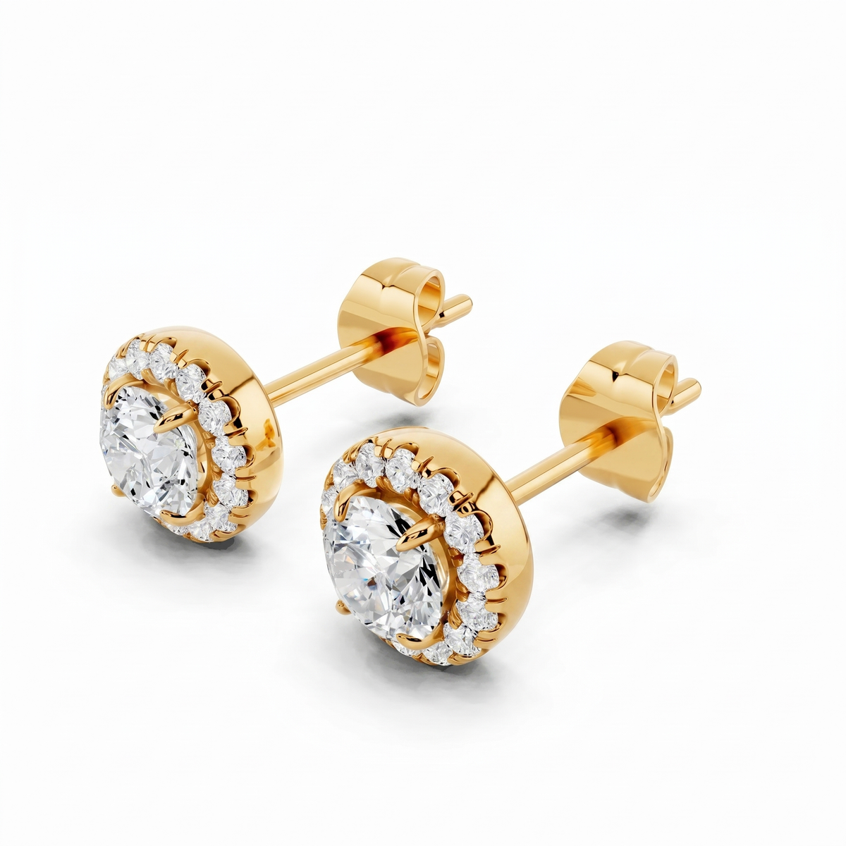 Round Lab-Grown Diamond Pavé Back Earrings e10744 - Yellow Gold