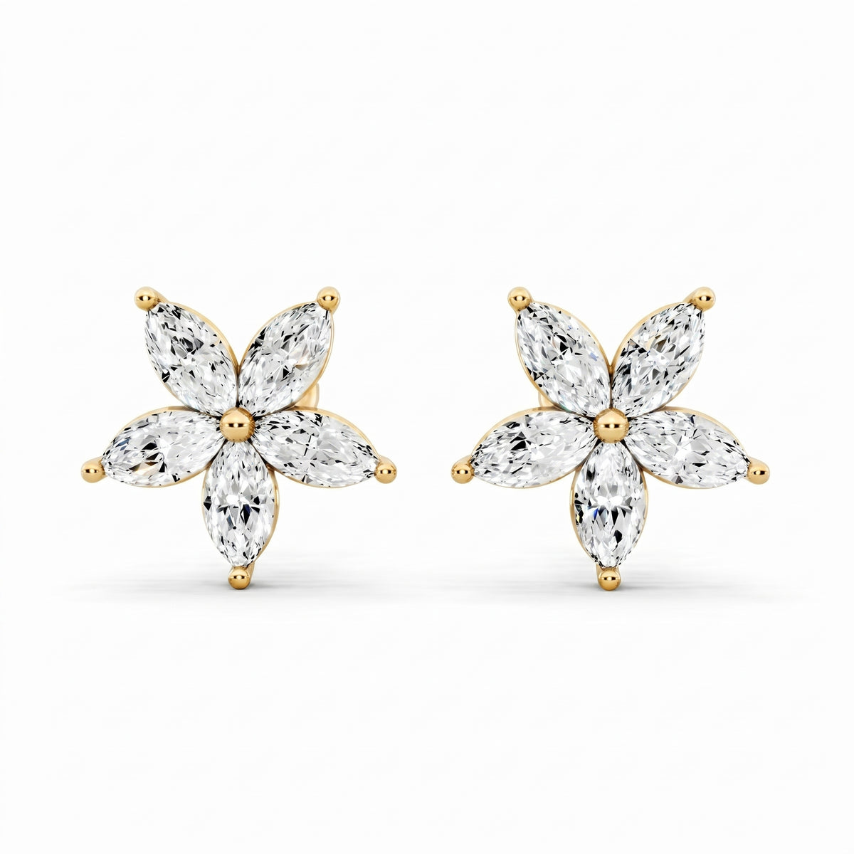 Marquise Lab-Grown Diamond Luxe Back Earrings - Yellow Gold