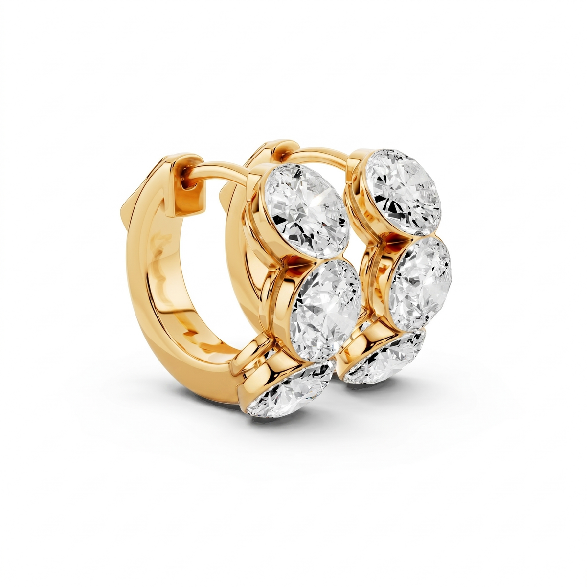 Round Lab-Grown Diamond Luxe Back Earrings - Yellow Gold