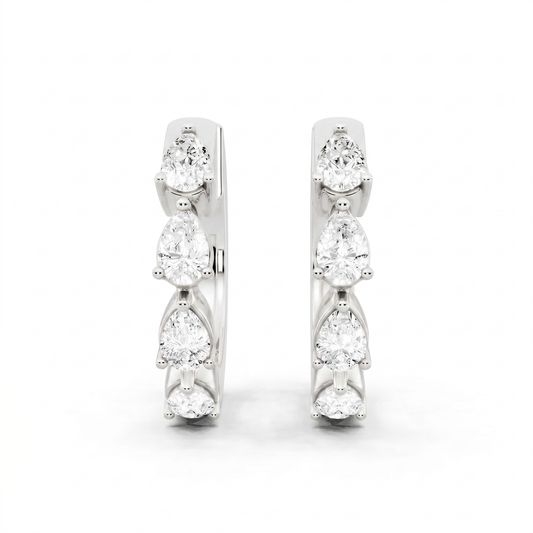 Pear Shape Lab-Grown Diamond Back Earrings - White Gold