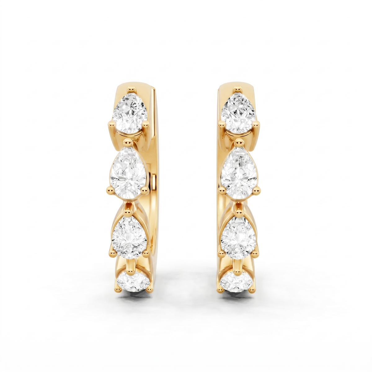 Pear Shape Lab-Grown Diamond Back Earrings - Yellow Gold