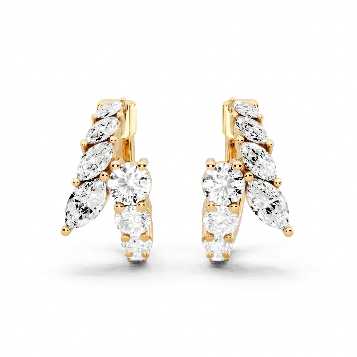 Multi Shape Lab-Grown Diamond Back Earrings - Yellow Gold