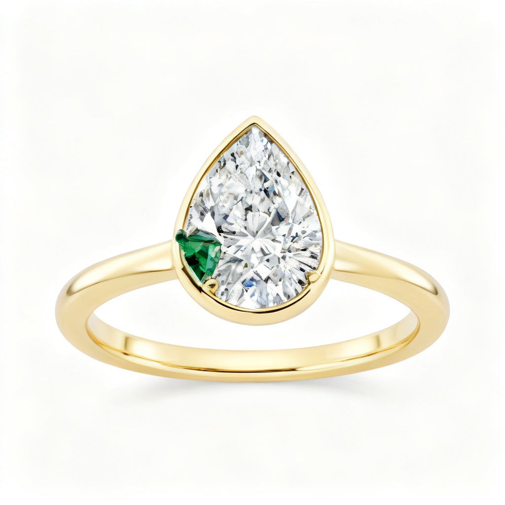 Emerald Prism Duo Ring Yellow Gold Front View