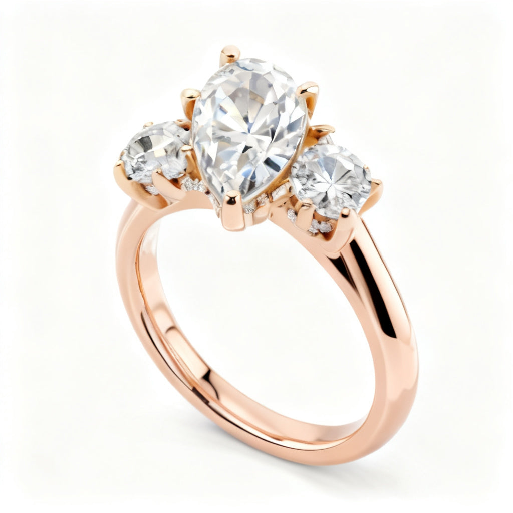 Marquise Ethereal Crown Ring Rose Gold Side View