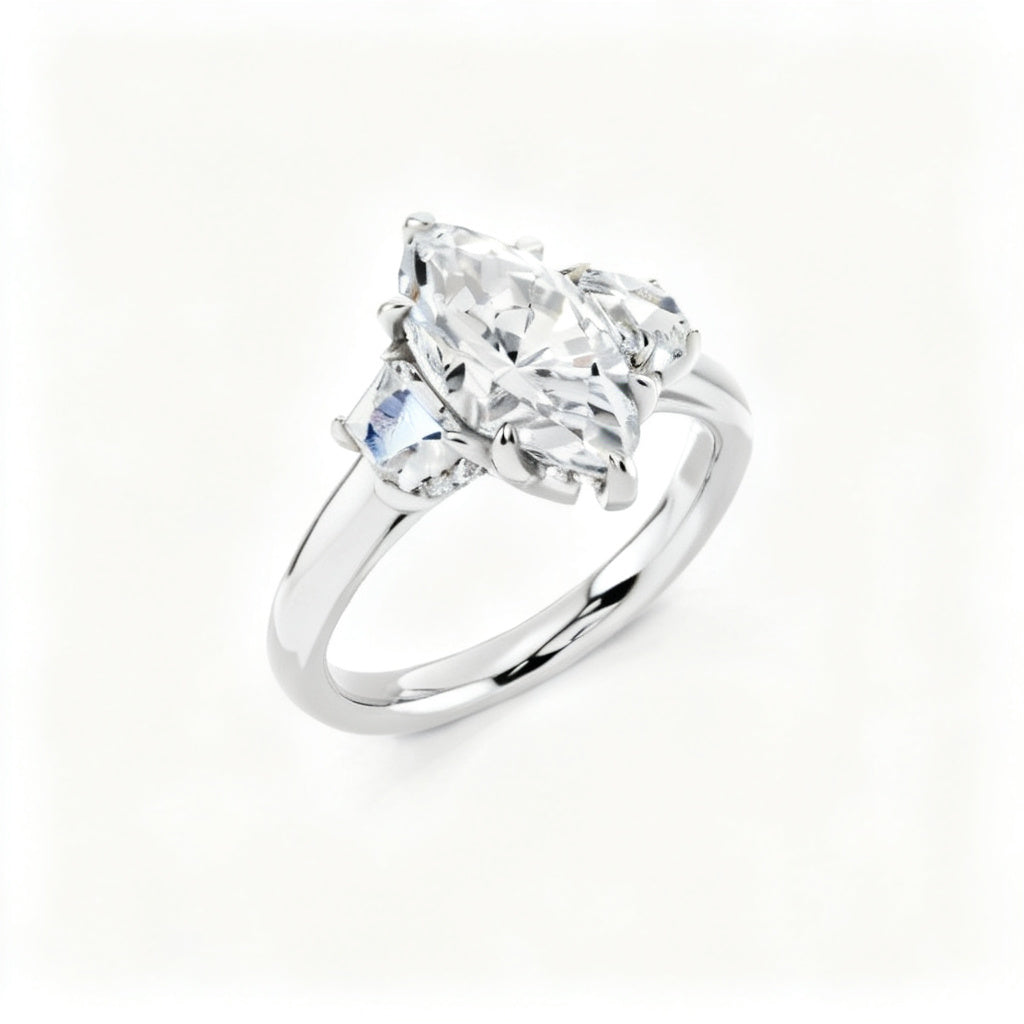 Marquise Ethereal Crown Ring White Gold Overhead View