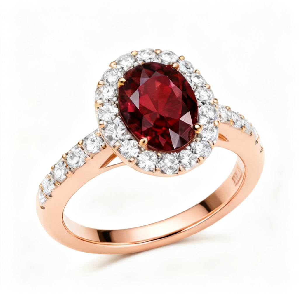 Luminous Oval Radiance Ring Rose Gold 45 Degree View