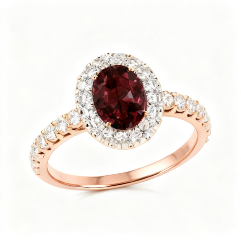 Luminous Oval Radiance Ring Rose Gold Overhead View