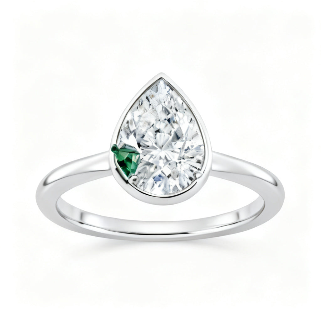 Emerald Prism Duo Ring White Gold Front View