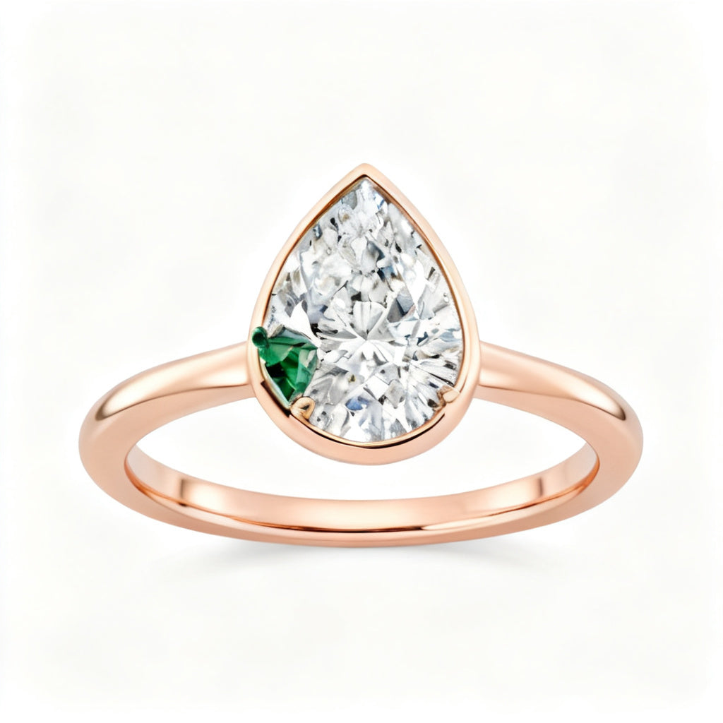 Emerald Prism Duo Ring Rose Gold Front View