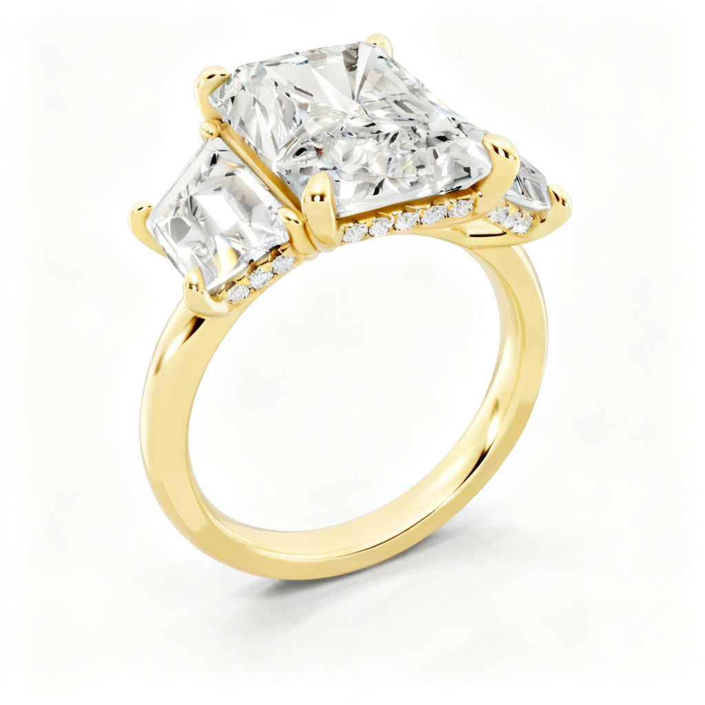 Radiant Ecliptic Grandeur Ring Yellow Gold 45 Degree View