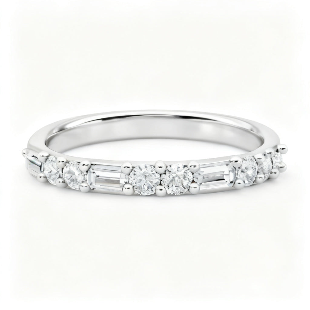 Elysian Linear Band Ring White Gold Front View
