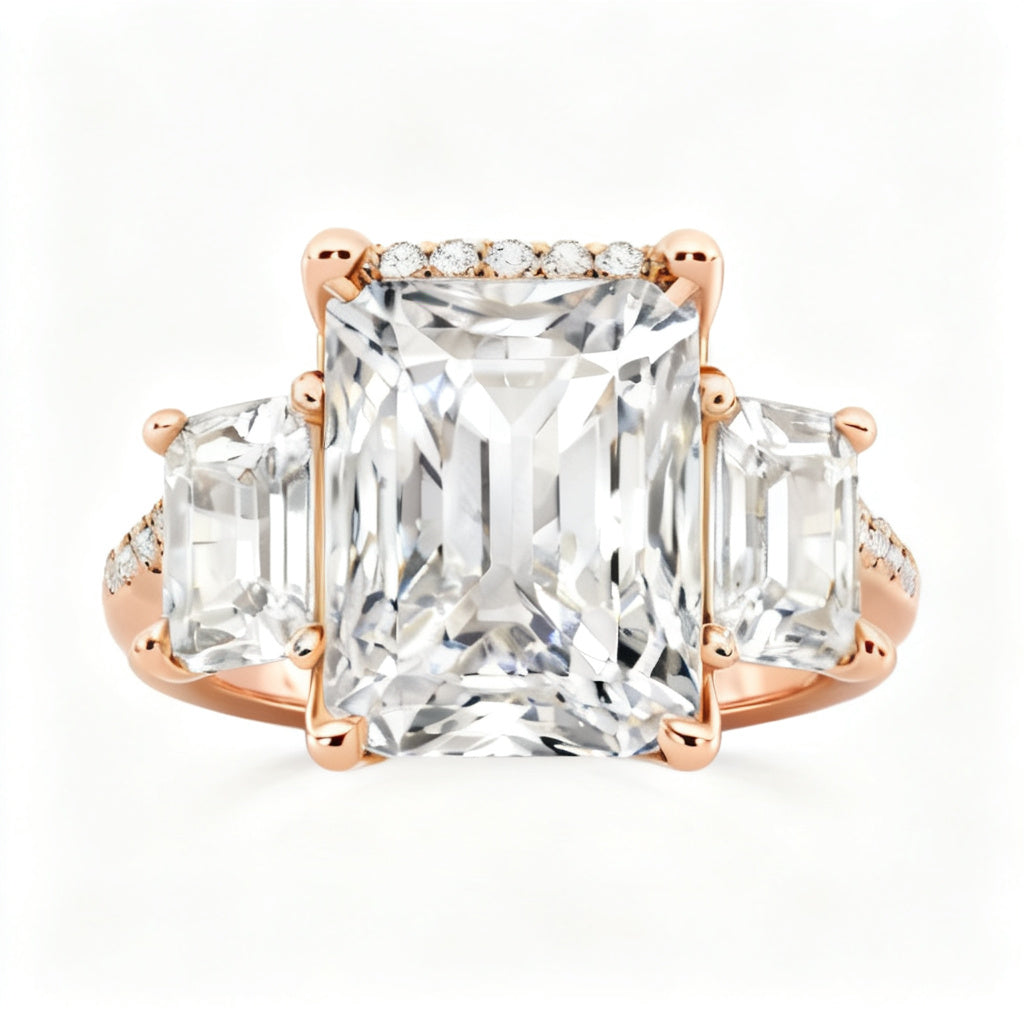 Radiant Ecliptic Grandeur Ring Rose Gold Front View