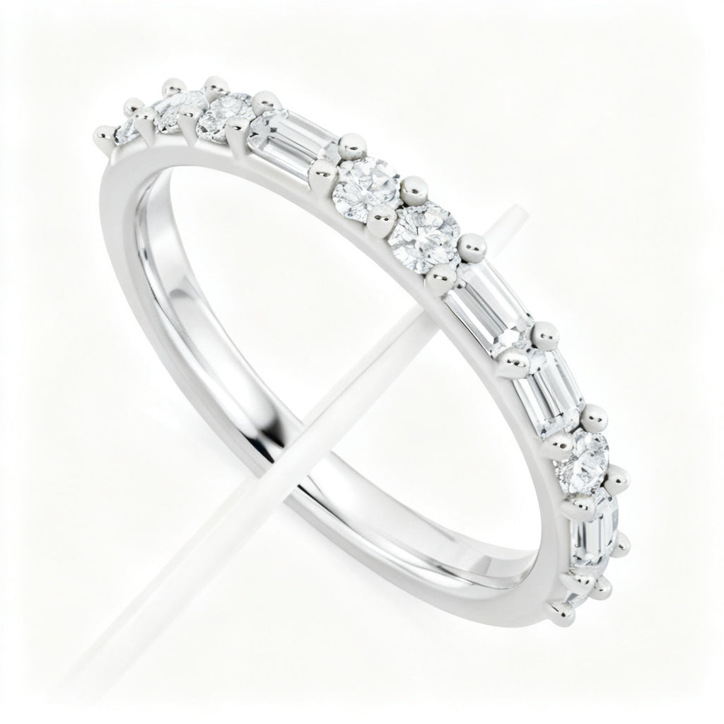 Elysian Linear Band Ring White Gold 45 Degree View