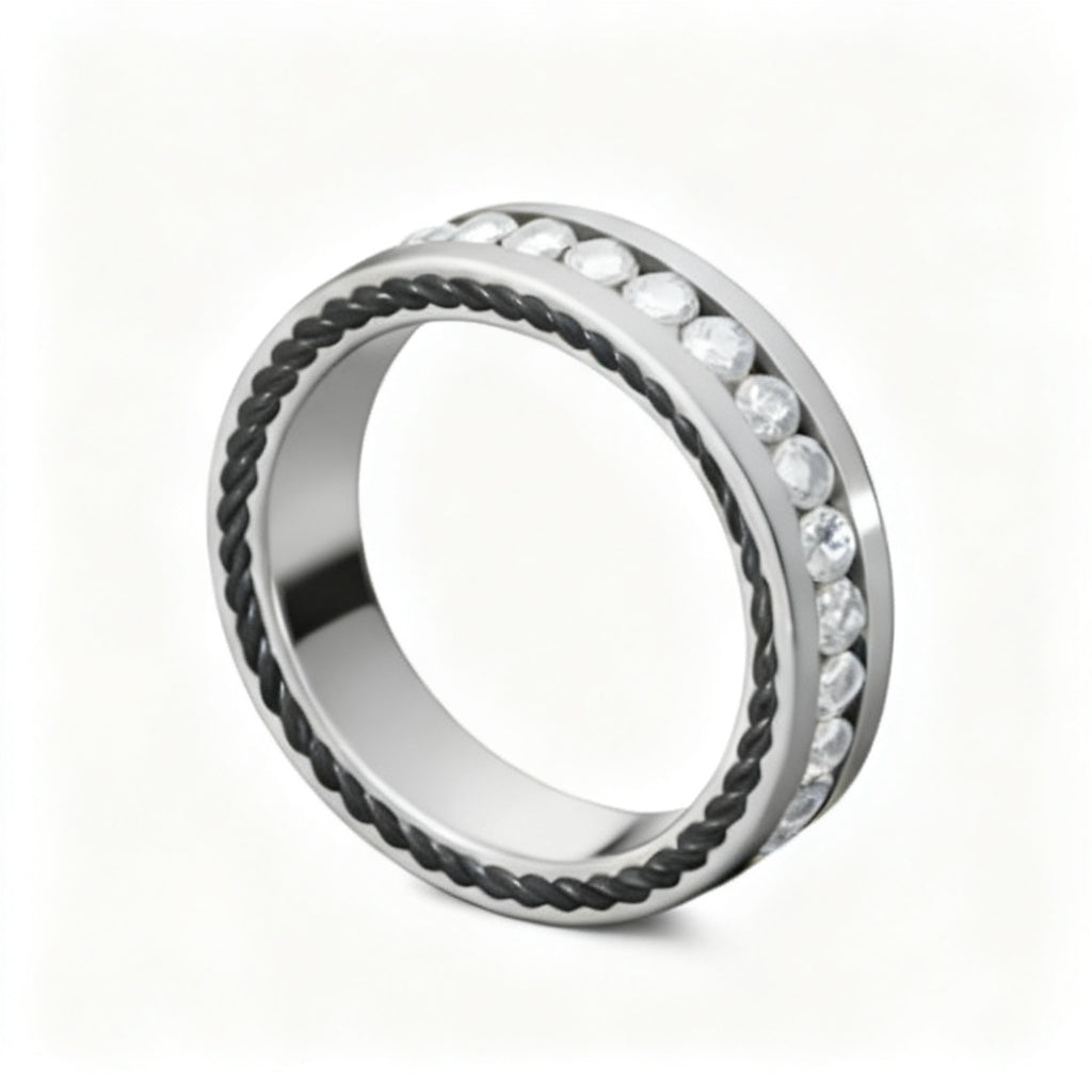 Luminous Array Band Ring White Gold 45 Degree View