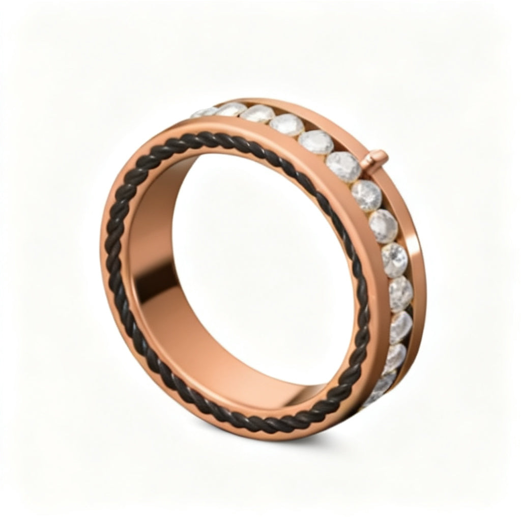 Luminous Array Band Ring Rose Gold 45 Degree View