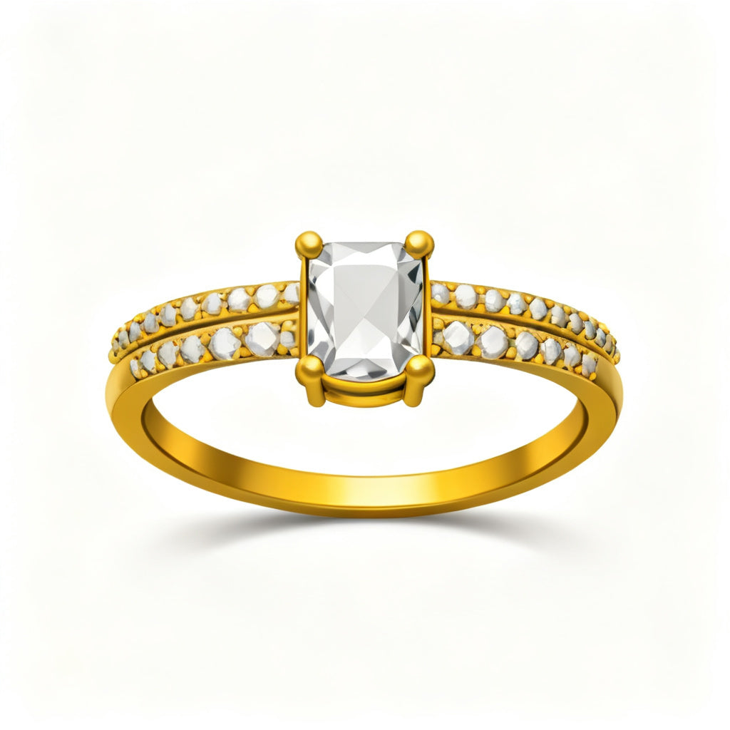 Emerald Mosaic Bloom Ring Yellow Gold Front View