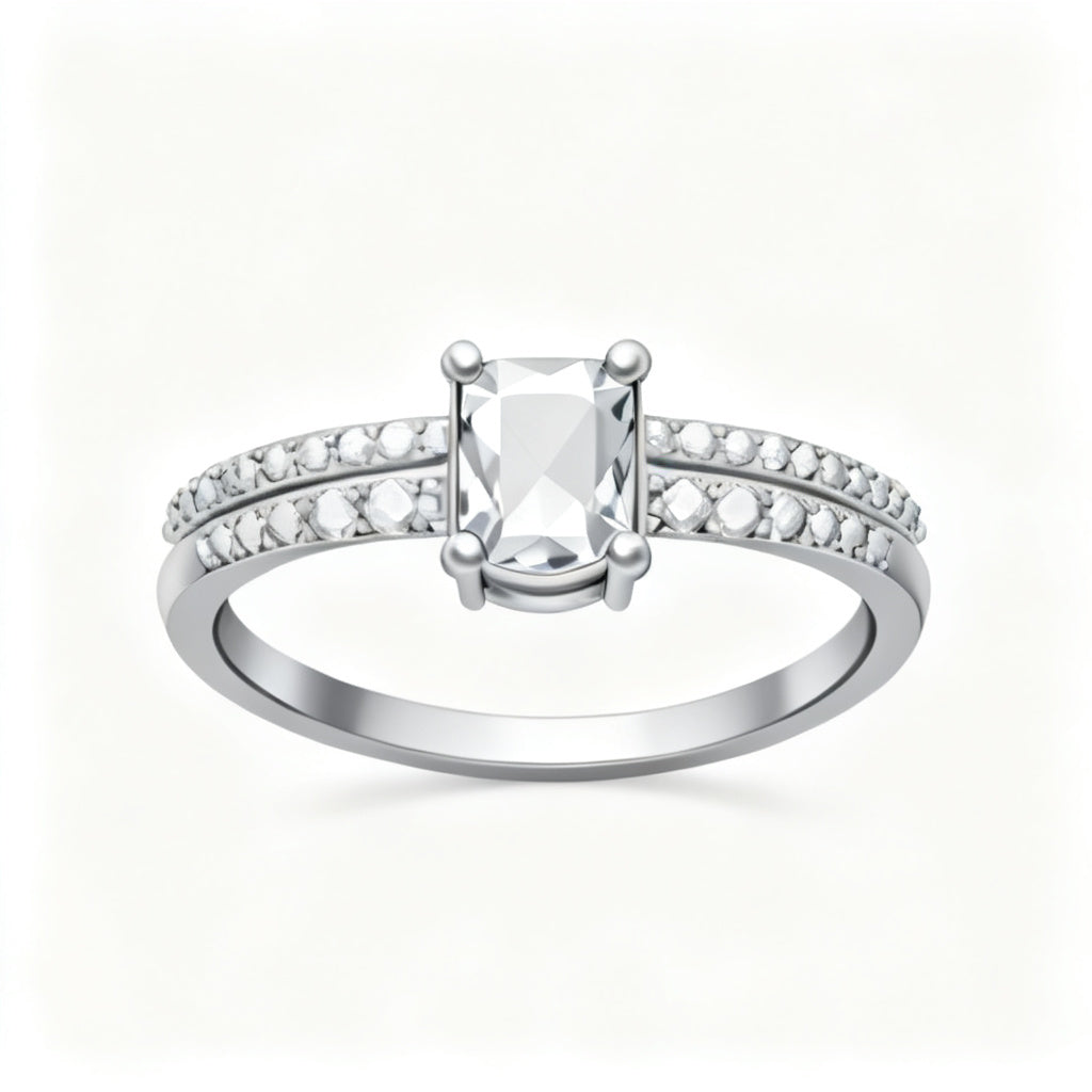 Emerald Mosaic Bloom Ring White Gold Front View