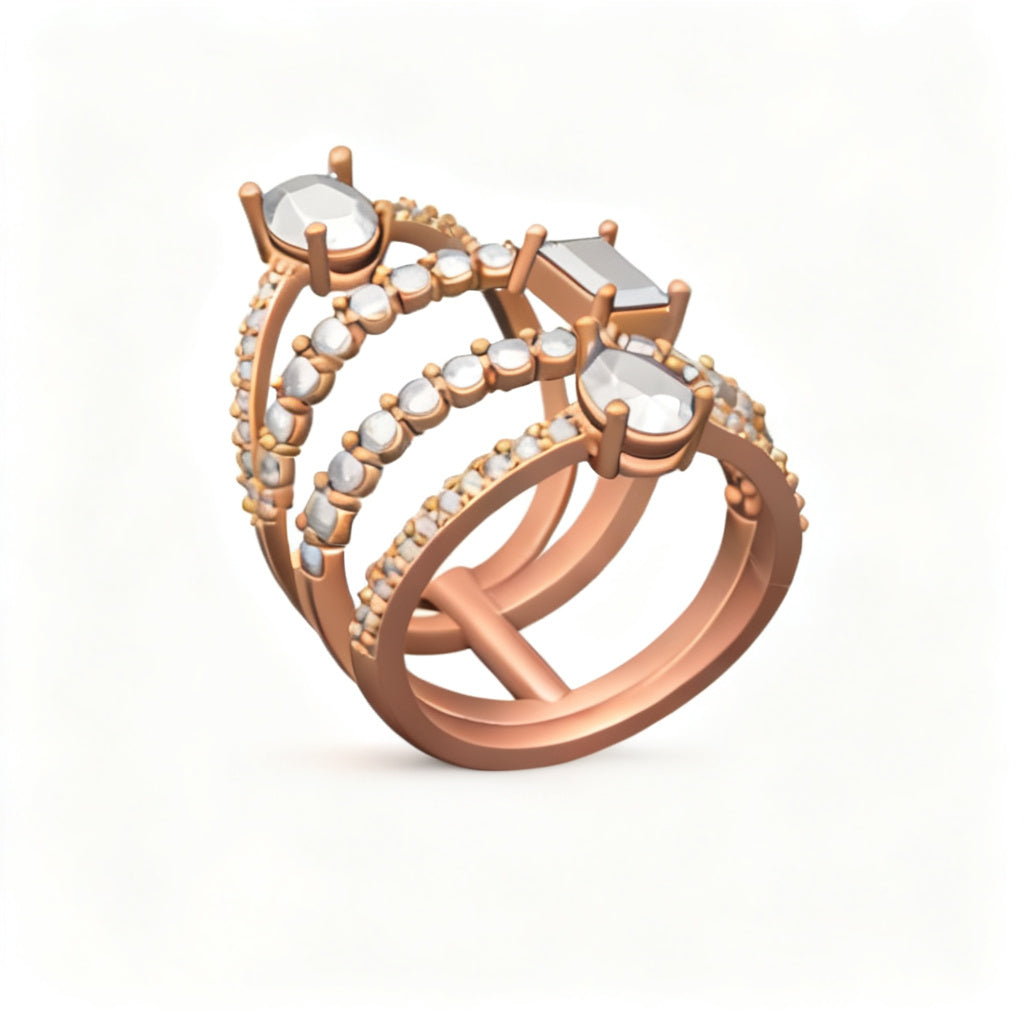 Emerald Mosaic Bloom Ring Rose Gold Side View