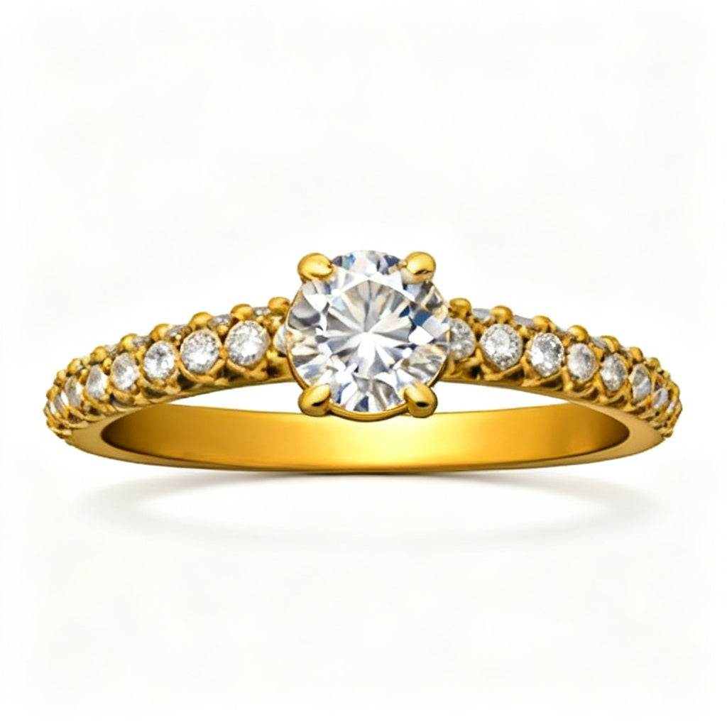 Radiant Pave Eternity Band Ring Yellow Gold Front View