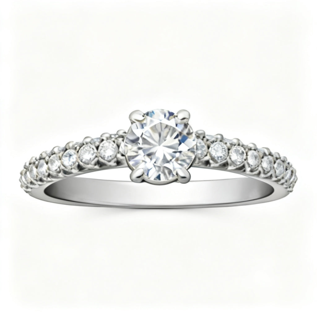 Radiant Pave Eternity Band Ring White Gold Front View