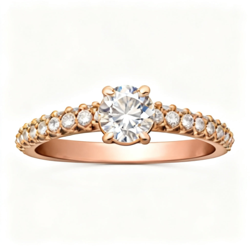 Radiant Pave Eternity Band Ring Rose Gold Front View