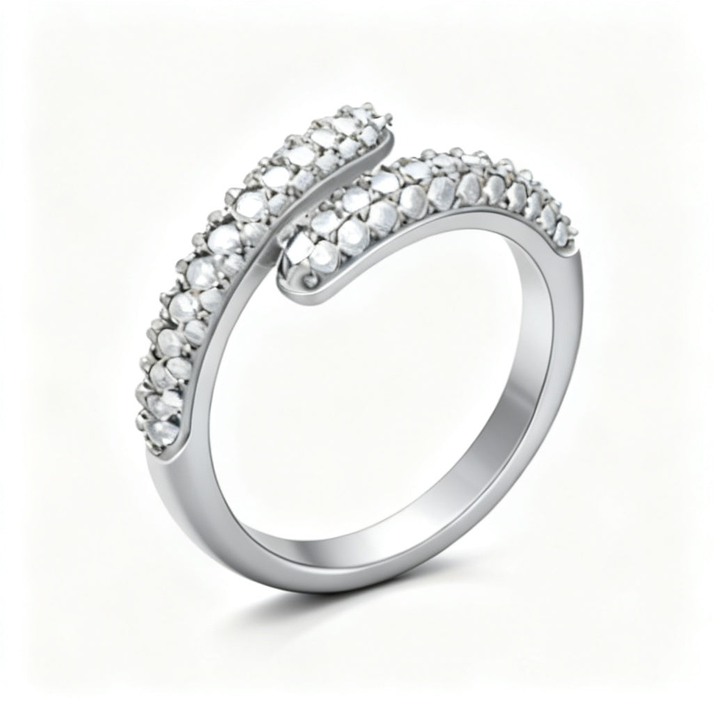 Radiant Pave Eternity Band Ring White Gold 45 Degree View