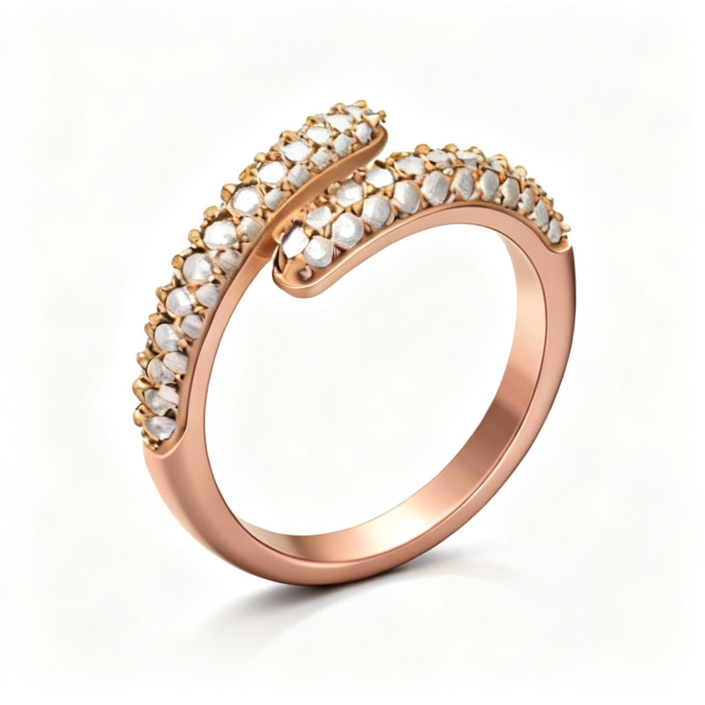 Radiant Pave Eternity Band Ring Rose Gold 45 Degree View