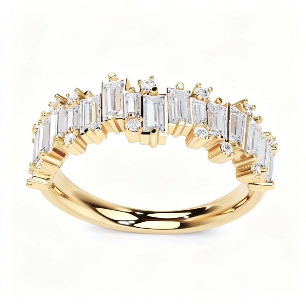 Luminous Mosaic Band Ring Yellow Gold Front View